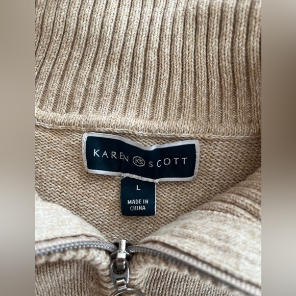 Karen Scott Light Tan Half-Zip Cotton Sweater Women’s Size Large - Picture 11 of 15